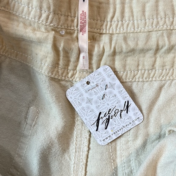Free People Patchwork Distressed Cotton/Linen Drawstring Shorts Size 2 NWT - Picture 8 of 11